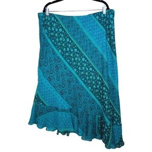 Vintage Y2K Asymmetric Fairy Midi Skirt 20W Art to Wear‎ Floral Paisley Boho 90s